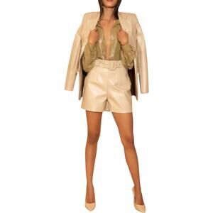 NEW GOLDEN selena faux leather long shorts in cream